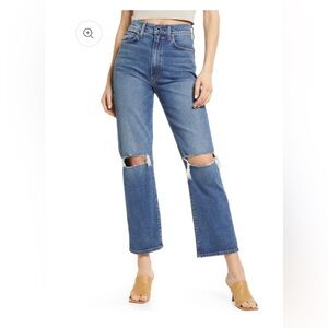 Le Jean Mia Relaxed Straight Bliss Distressed Denim Jeans NWT Size 28
